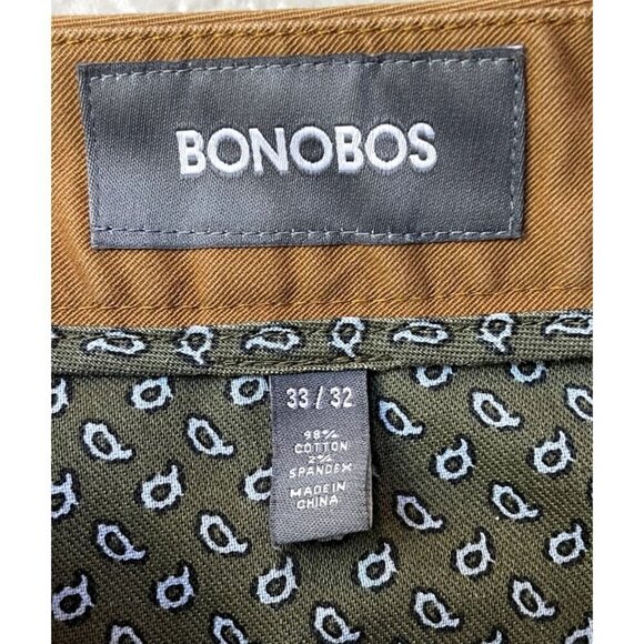 Bonobos Men's Sz33/32 Slim Straight Button Chino Brown Khaki Dress Pant - Picture 7 of 9